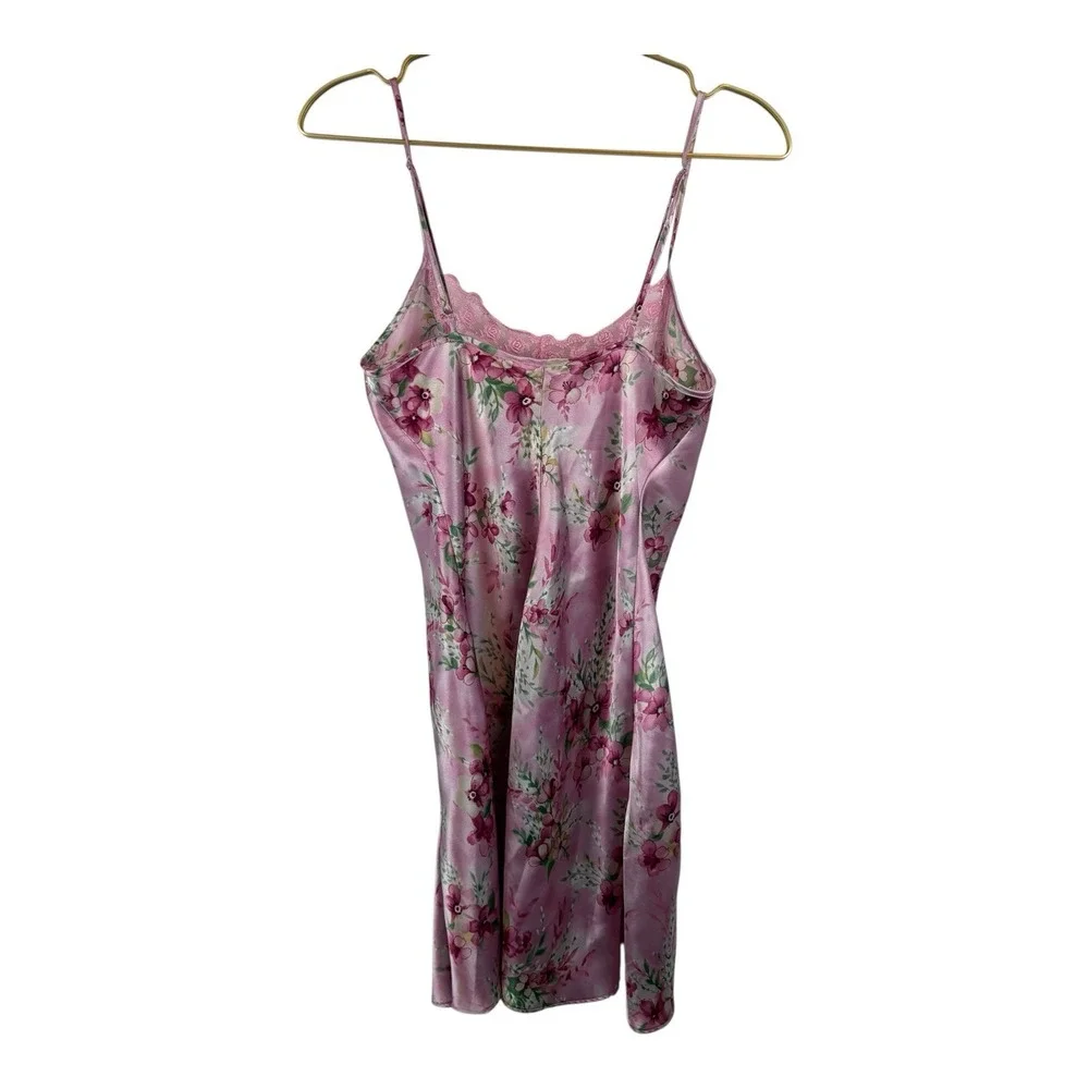 Vintage Y2K Pink Floral‎ Slip Dress Nightgown Size Small